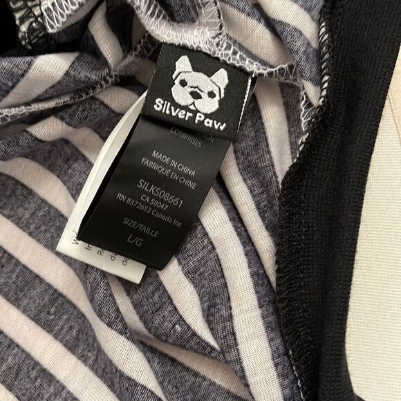 SILVER PAW DOG PJs BLACK and GRAY STRIPE SIZE LARGE - Picture 7 of 13